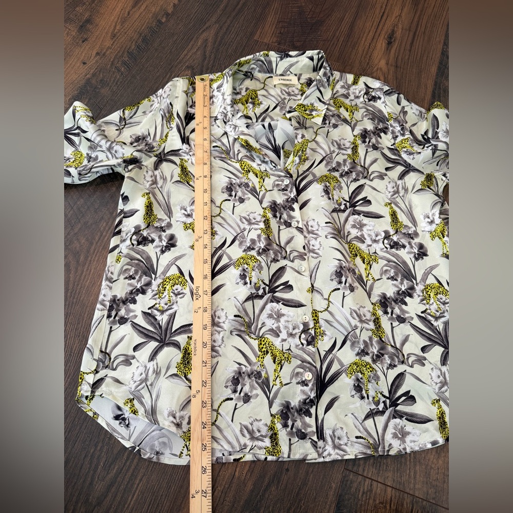 L’AGENCE Women’s Tyler Holly Floral Silk Shirt Mixed Motif Luxury Size XL - Picture 10 of 12